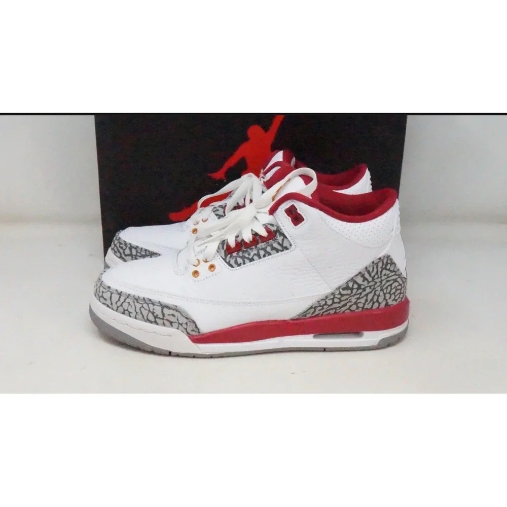 Jordan 3 Retro Cardinal Red Kids 6.5Y White Red 398614-126